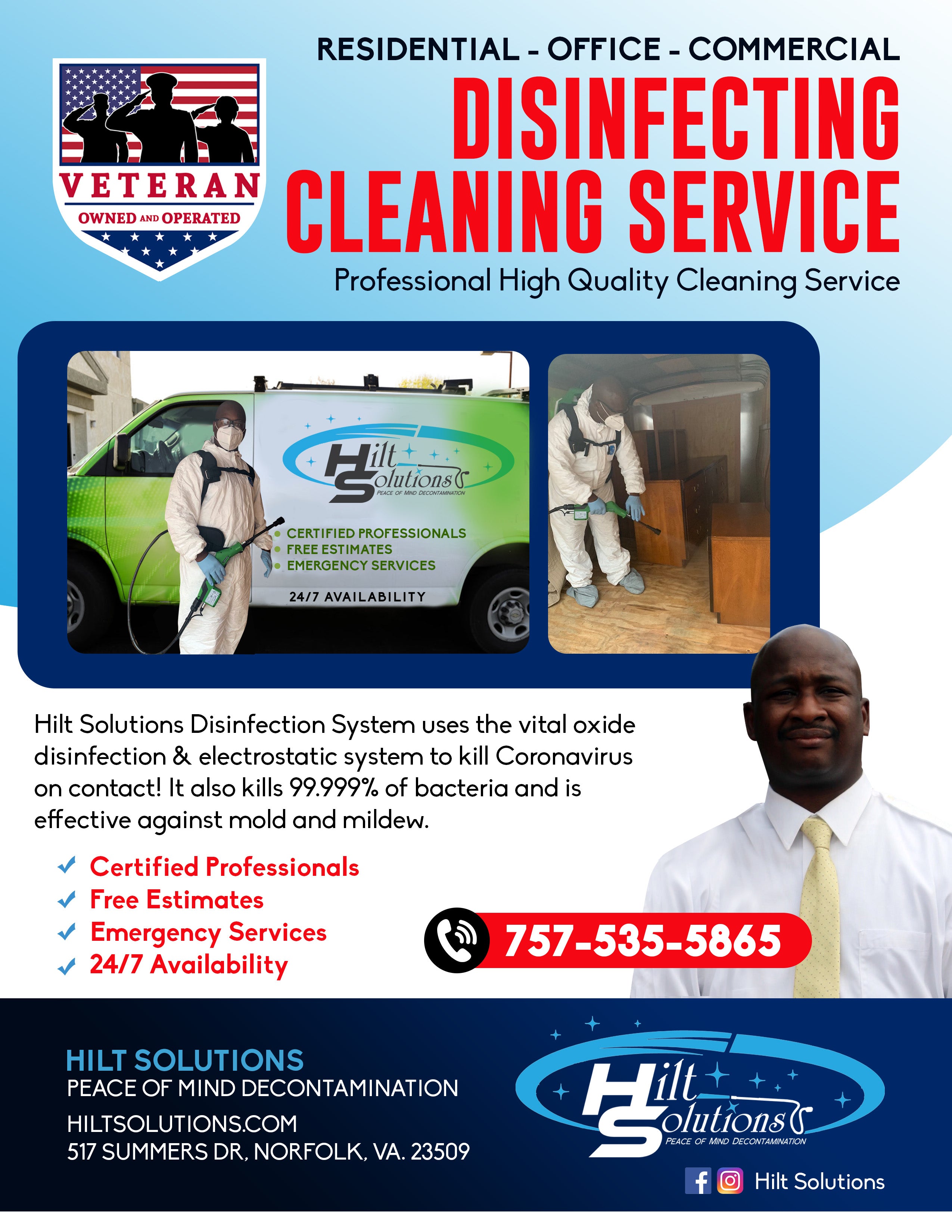 RESIDENTIAL Disinfecting Services under 2500sq ft.
